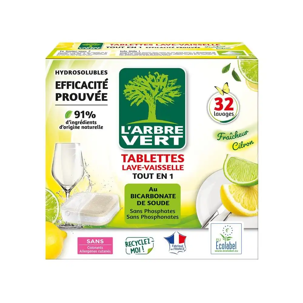 ก้อนล้างจานสำหรับเครื่องล้างจาน L'ARBRE VERT ALL IN 1 584 กรัม กลิ่นเลมอน-1