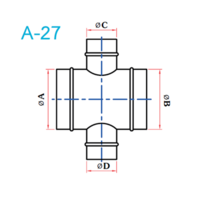 อุปกรณ์ท่อลม A-27 4ทางลด
