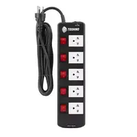 5-socket power strip, 5 switches, TIS515 3M BK TOSH
