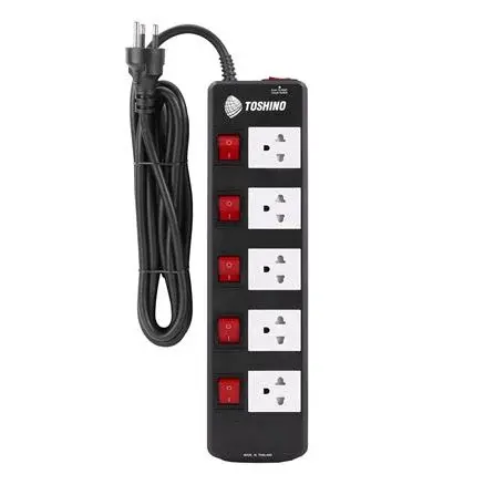 5-socket power strip, 5 switches, TIS515 3M BK TOSH-1