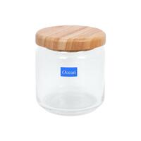 ขวดโหลแก้ว0.5L กลมฝาเกลียวไม้POP JAR