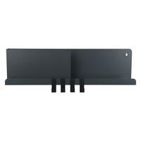 WALL SHELF WITH 4 HOOKS 60x10x16CM GREY
