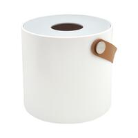 TISSUE BOX LEATHER HANDLE KECH WHITE