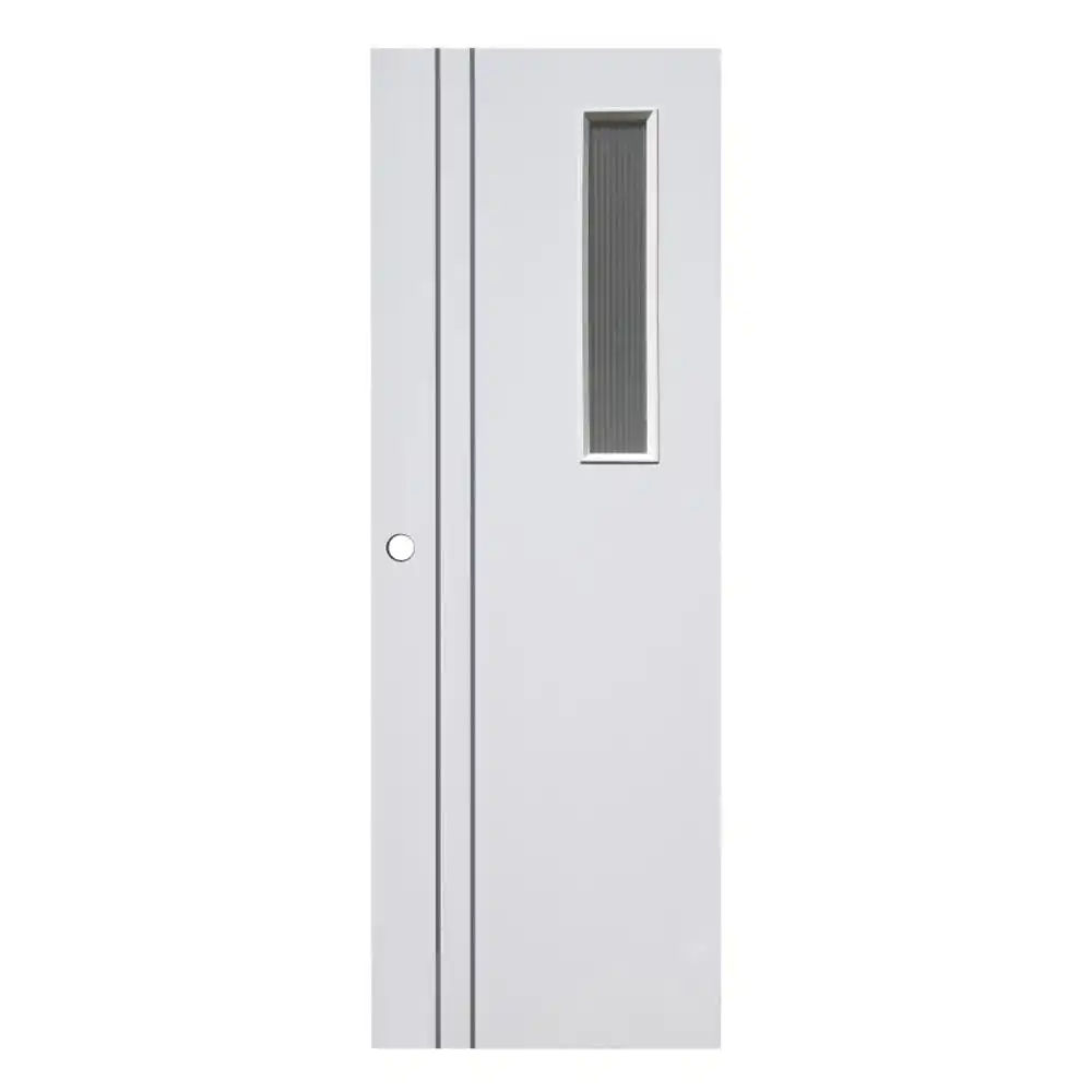 ประตูห้องน้ำ UPVC เจาะลูกบิด ECO-DOOR P2-G แบบเรียบกระจกลอนแก้ว 70x200 ซม. สีขาว-1