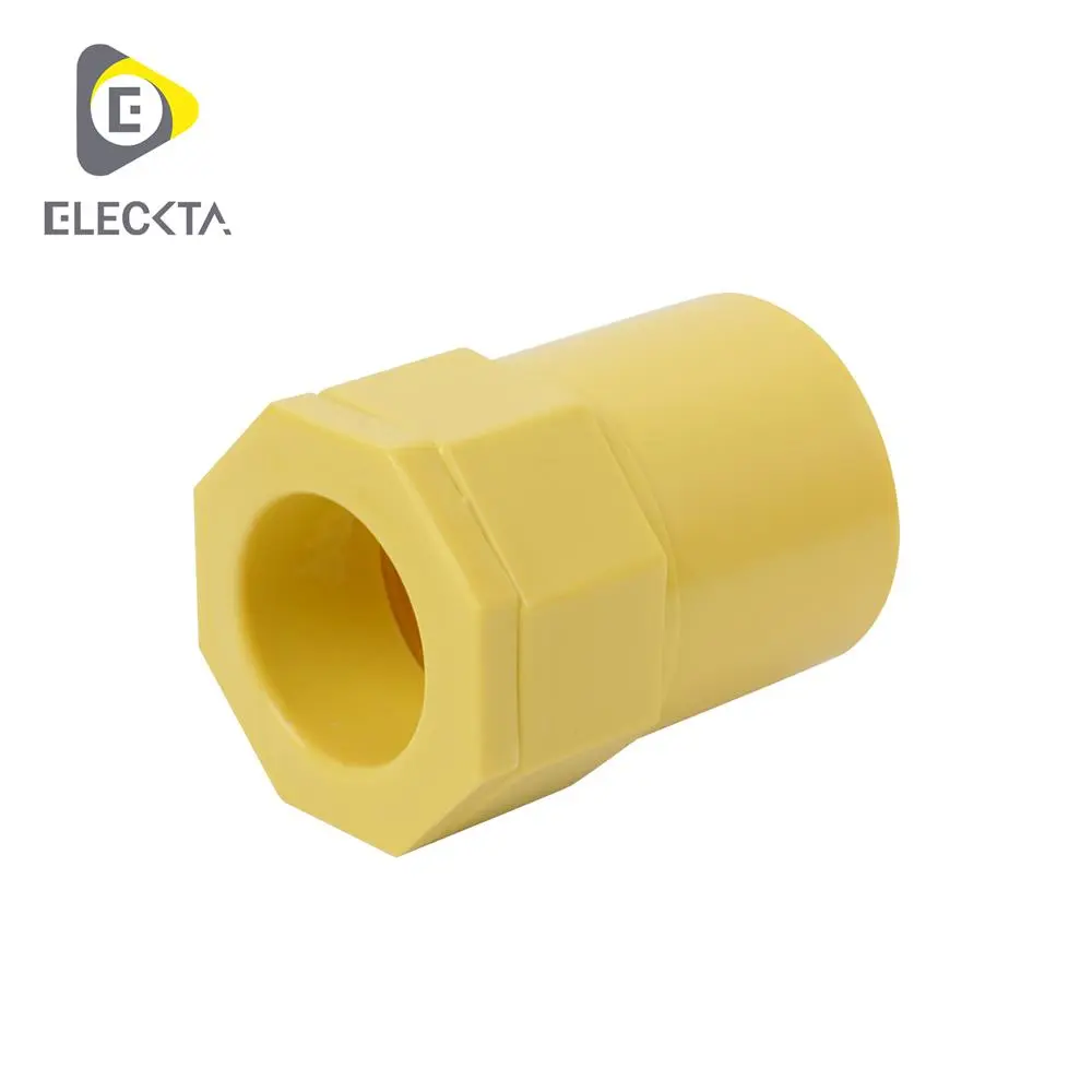 ข้อต่อเข้ากล่อง 1" สีเหลือง Pack2 ELEK-1