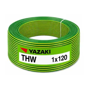 สายไฟ THW 1x120 ตร.มม. สีเขียวแถบเหลือง YAZAKI (แบ่งขายเป็นเมตร)