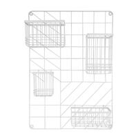 แผงเหล็กติดผนัง+4ตะกร้า44.8x11x60.1CMขาว