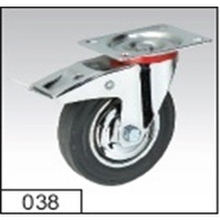 FITT 038075 rubber wheel, swivel plate with brake, 3 inches, black