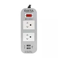 รางปลั๊กไฟ 2 ช่อง 1 สวิตช์ 2 USB DATA WL124 16 แอมป์ 2 ม. สีเทา