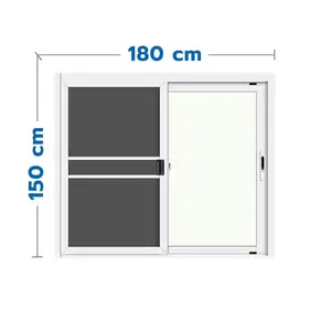 หน้าต่างบานเลื่อน อะลูมิเนียม S-S มุ้ง LYNN GRAND PANO 180X150 ซม. สีขาว-1