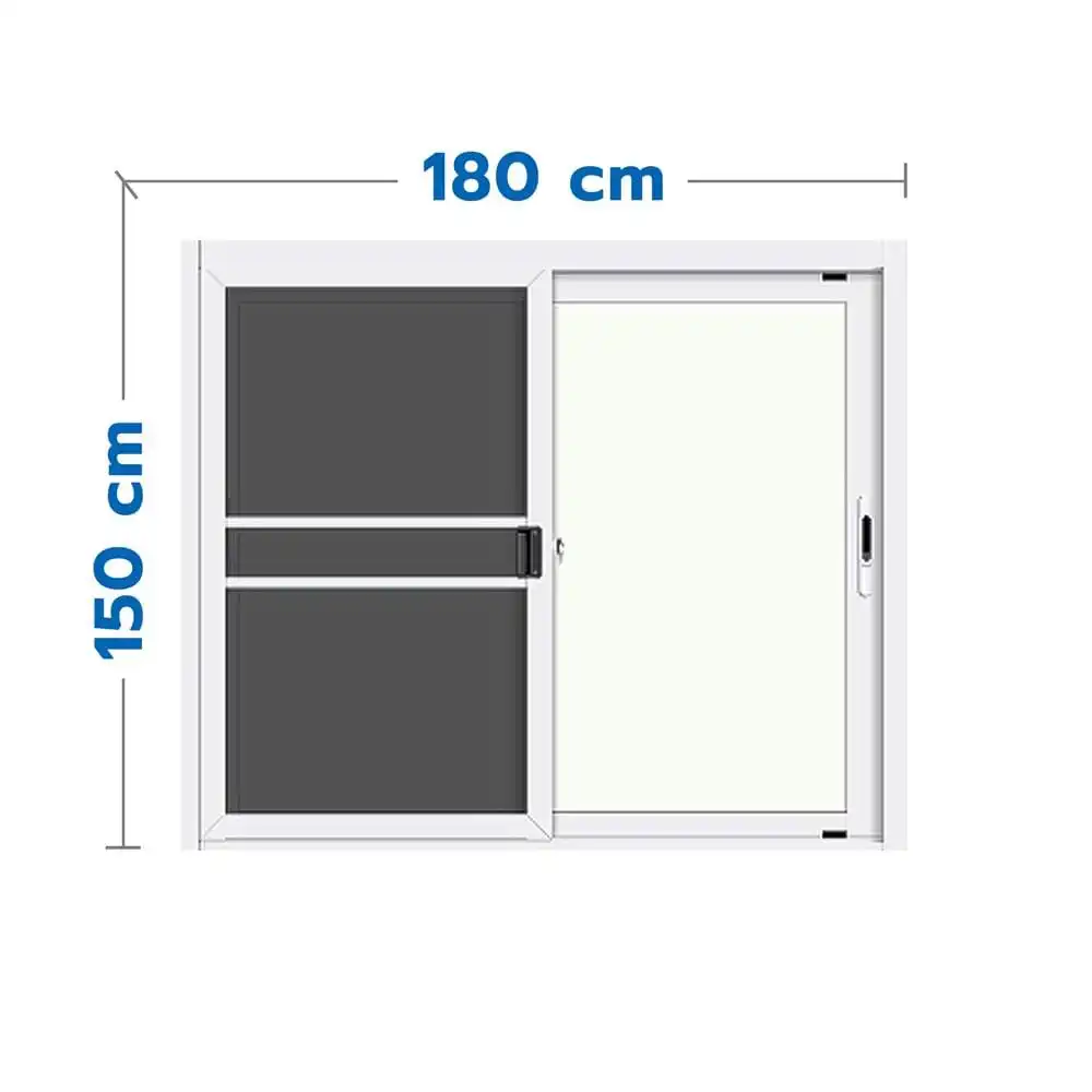 หน้าต่างบานเลื่อน อะลูมิเนียม S-S มุ้ง LYNN GRAND PANO 180X150 ซม. สีขาว-1