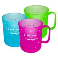 ถ้วยหู PP 340ml BIGONE PLAIN ITEM แพ็ค 3 ใบ ฟ้า/ชมพู/เขียว