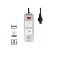 2-socket power strip, 1 switch, 2 USB, model WL124IUSBM2G, size 2 meters, gray