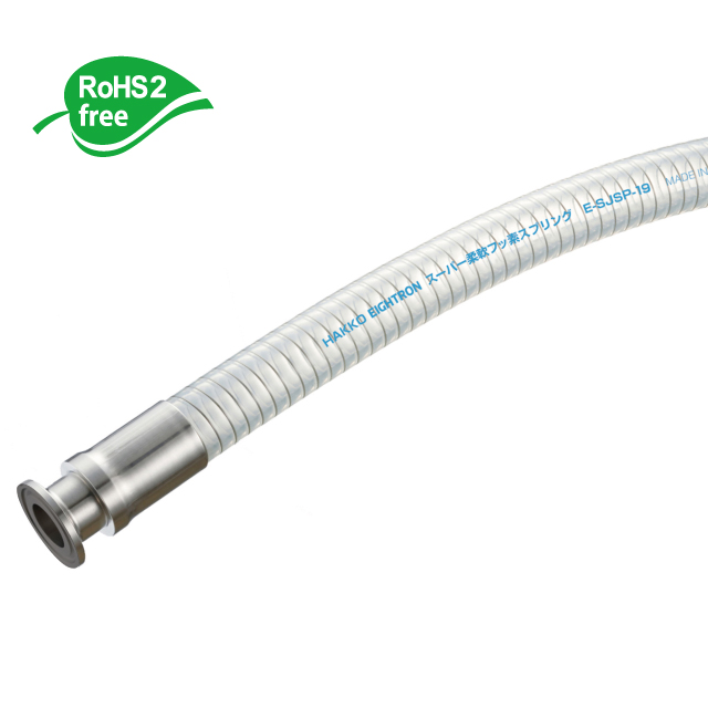 HAKKO Flexible Fluorine (ETFE) Resin SUS Spring Wire Hose with Ferrule Fittings (PFA Lining) (E-SJSP-F-PFA) HAKKO ยืดหยุ่นฟลูออรีน (ETFE) เรซิ่นสายยางสปริง SUS พร้อมฟิตติ้งปลอกโลหะ (ซับ PFA) (E-SJSP-F-PFA)-1