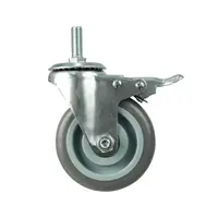 DEXZON TPR rubber caster, rotating screw, with brake, 4 inches, gray
