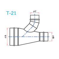 อุปกรณ์ท่อลม T-21 3ทางลดเฉียง+45