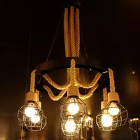 Chandelier 6 bulbs, steel frame and rope, model WP191201 HEAP