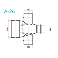 อุปกรณ์ท่อลม A-26 4ทาง+ข้อลด