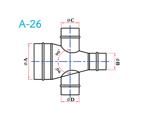 อุปกรณ์ท่อลม A-26 4ทาง+ข้อลด-1