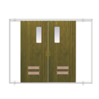 ประตูเหล็ก DoorTech บานสไลด์ บานคู่ ND-06 Pinewood Black