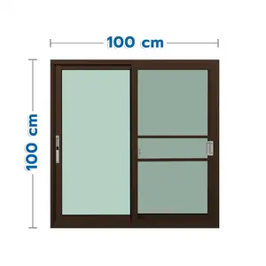 หน้าต่างบานเลื่อน อะลูมิเนียม S-S มุ้ง KPA 100x100 ซม. สีชา-1