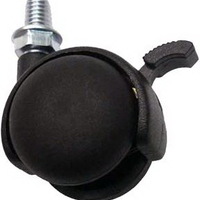 TMC Nylon Caster, Screw-in, Brake, 1.5", Black