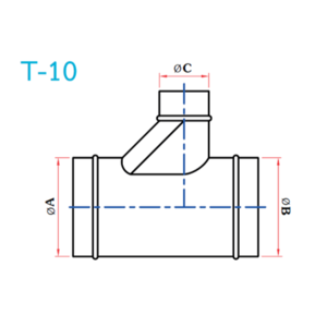 อุปกรณ์ท่อลม T-10 3ทางT ฐานเอียง 1 ด้าน-1