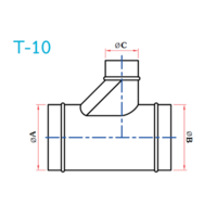 อุปกรณ์ท่อลม T-10 3ทางT ฐานเอียง 1 ด้าน