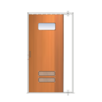 ประตูเหล็ก DoorTech บานสไลด์ บานเดี่ยว ND-04 H-Wood Two Tone