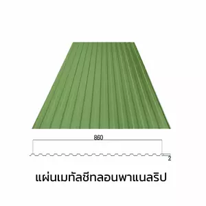 เมทัลชีทลอนรั้ว/ผนัง พาแนลริบ 0.40 มม. AZ70 มอก. สีเขียวเลมอน กรีน บลูสโคปแซคส์-1
