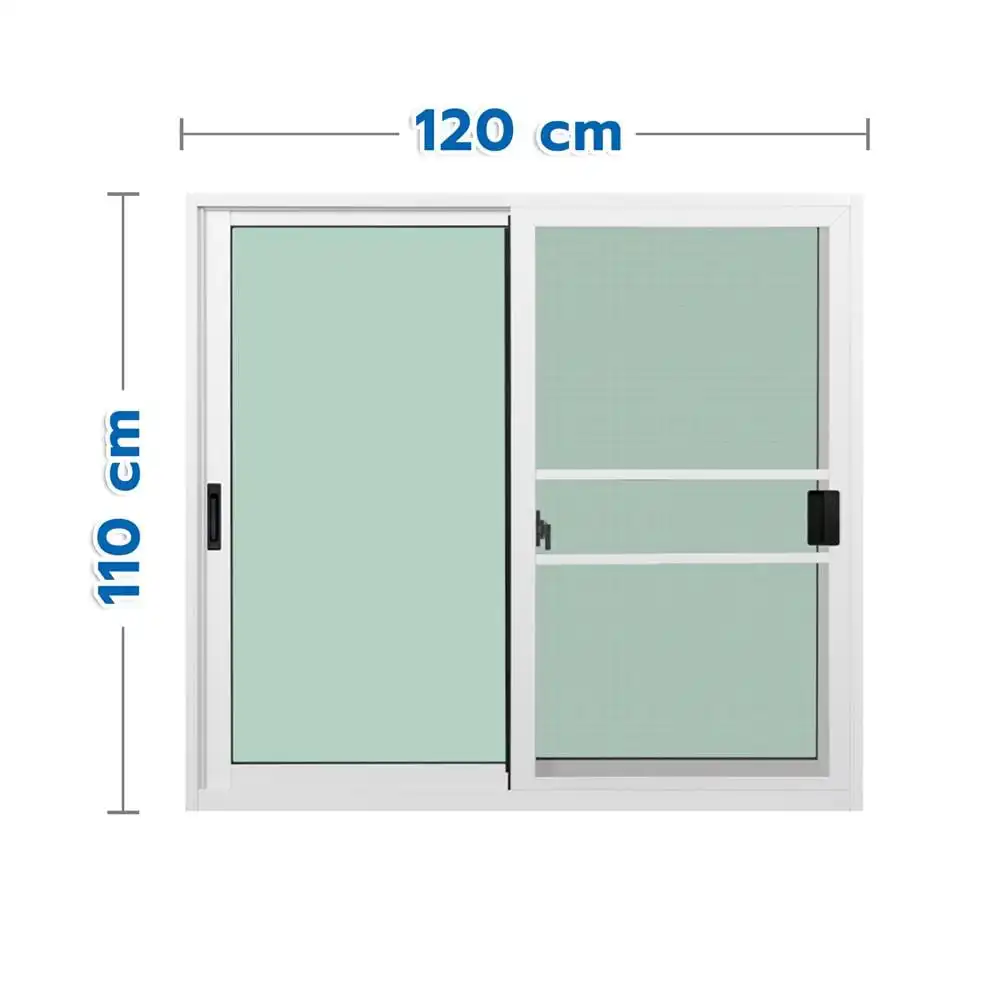 หน้าต่างบานเลื่อน อะลูมิเนียม S-S มุ้ง KPA ECO 120x110 ซม. สีขาว-1
