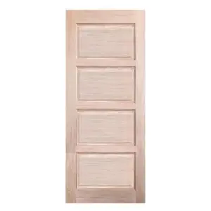 ประตูไม้เนื้อแข็ง N999 NARA-04 90X200 ซม. สีธรรมชาติ ไม่เจาะลูกบิด (1282036)