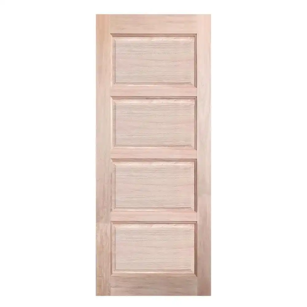 ประตูไม้เนื้อแข็ง N999 NARA-04 90X200 ซม. สีธรรมชาติ ไม่เจาะลูกบิด-1