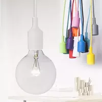 Hanging cord, silicone, E27 socket, white, HEAP