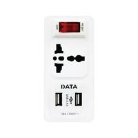 ปลั๊กแปลง 2ขาแบน 1 ช่อง 1 สวิตช์ 2 USB DATA AL39 16 แอมป์ ขาว