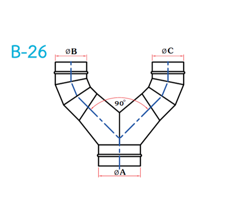 อุปกรณ์ท่อลม B-26 ขากางเกง+ข้องอท่อขนาน-1