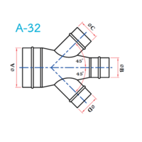 อุปกรณ์ท่อลม A-32 4ทางลดปลาย