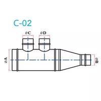 อุปกรณ์ท่อลม C-02 4ทาง ขาคู๋ +ข้อลด
