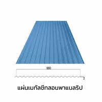 เมทัลชีทลอนรั้ว/ผนัง พาแนลริบ 0.35 มม. AZ70 มอก. สีน้ำเงินแชมพู บลู บลูสโคปแซคส์