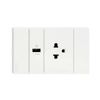 ชุดเต้ารับเดี่ยว 3 ขา + USB 1 ช่อง SCHNEIDER A70426USB_UST_WH สีขาว